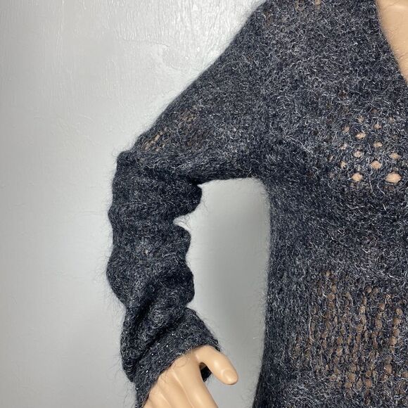 Beautricot Complet Gray Mohair Blend Beaded Open Knit Tunic Sweater Size M - Picture 2 of 10